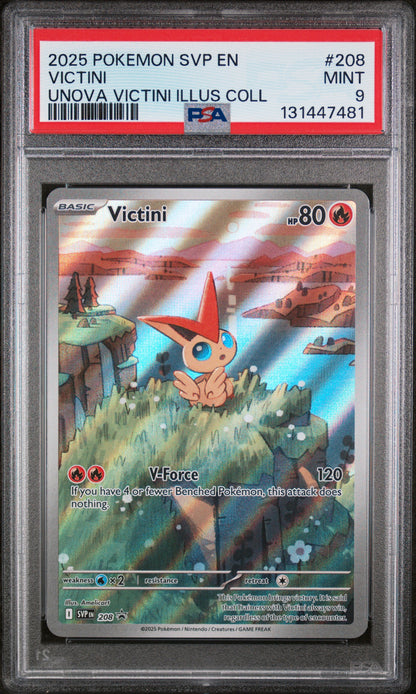 2025 POKEMON SVP EN-SV BLACK STAR PROMO VICTINI #208 UNOVA VICTINI ILLUS COLL PSA 9