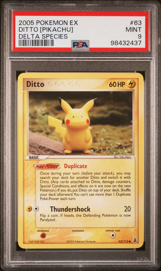 2005 POKEMON EX DELTA SPECIES DITTO [PIKACHU] #63 DELTA SPECIES PSA 9