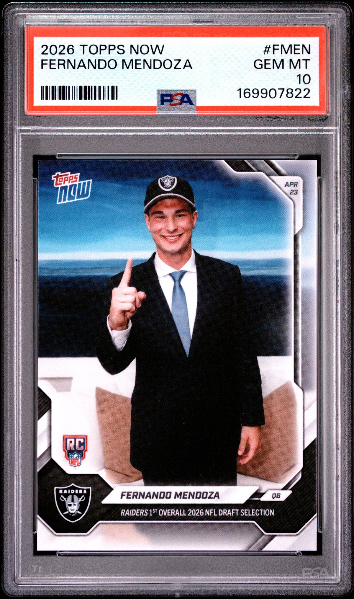 2026 TOPPS NOW FERNANDO MENDOZA #FMEN PSA 10