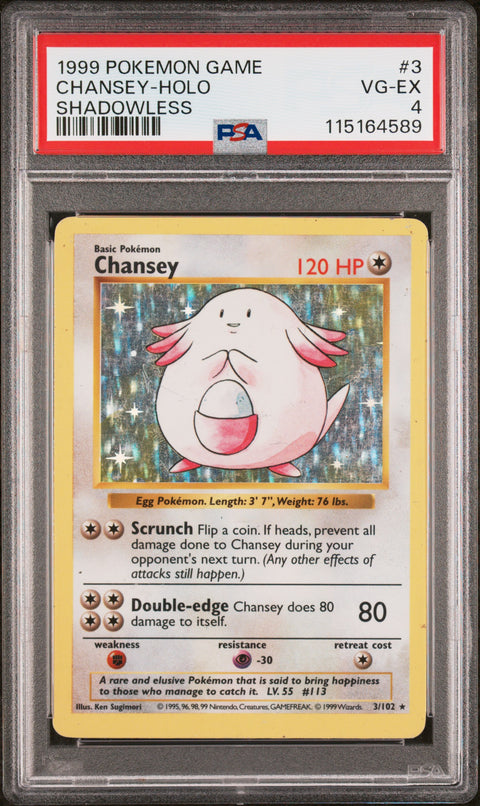 1999 POKEMON GAME CHANSEY-HOLO #3 PSA 4 - Image 1