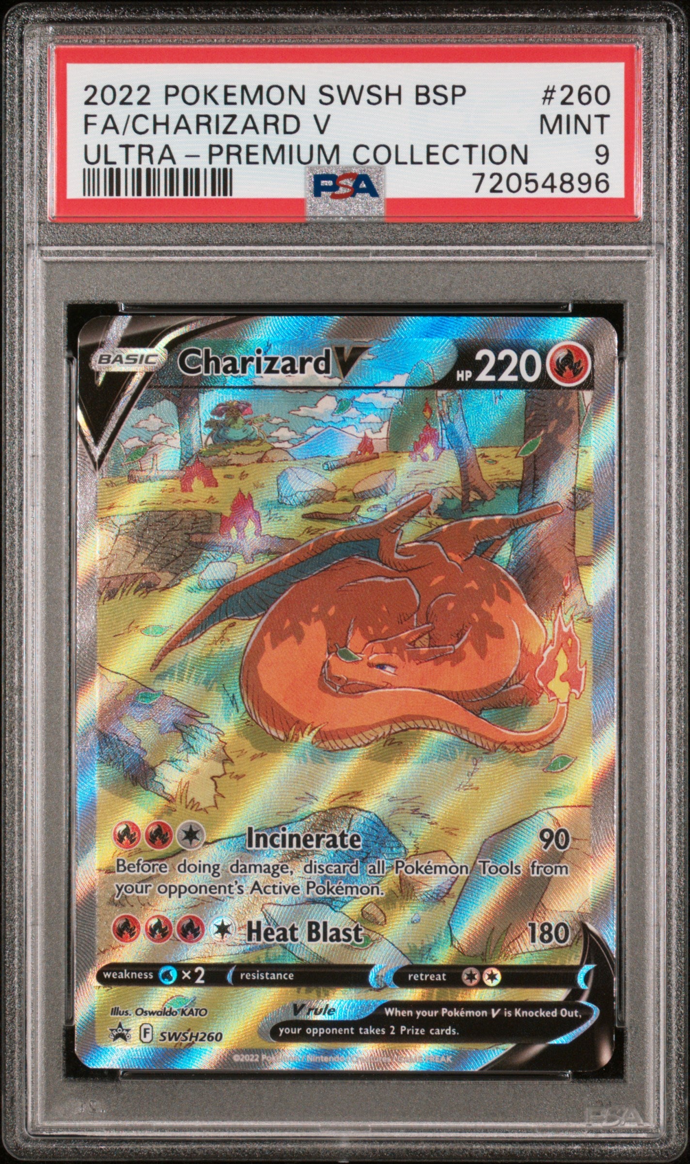 2022 POKEMON SWSH BLACK STAR PROMO FA/CHARIZARD V #260 ULTRA-PREMIUM COLLECTION PSA 9