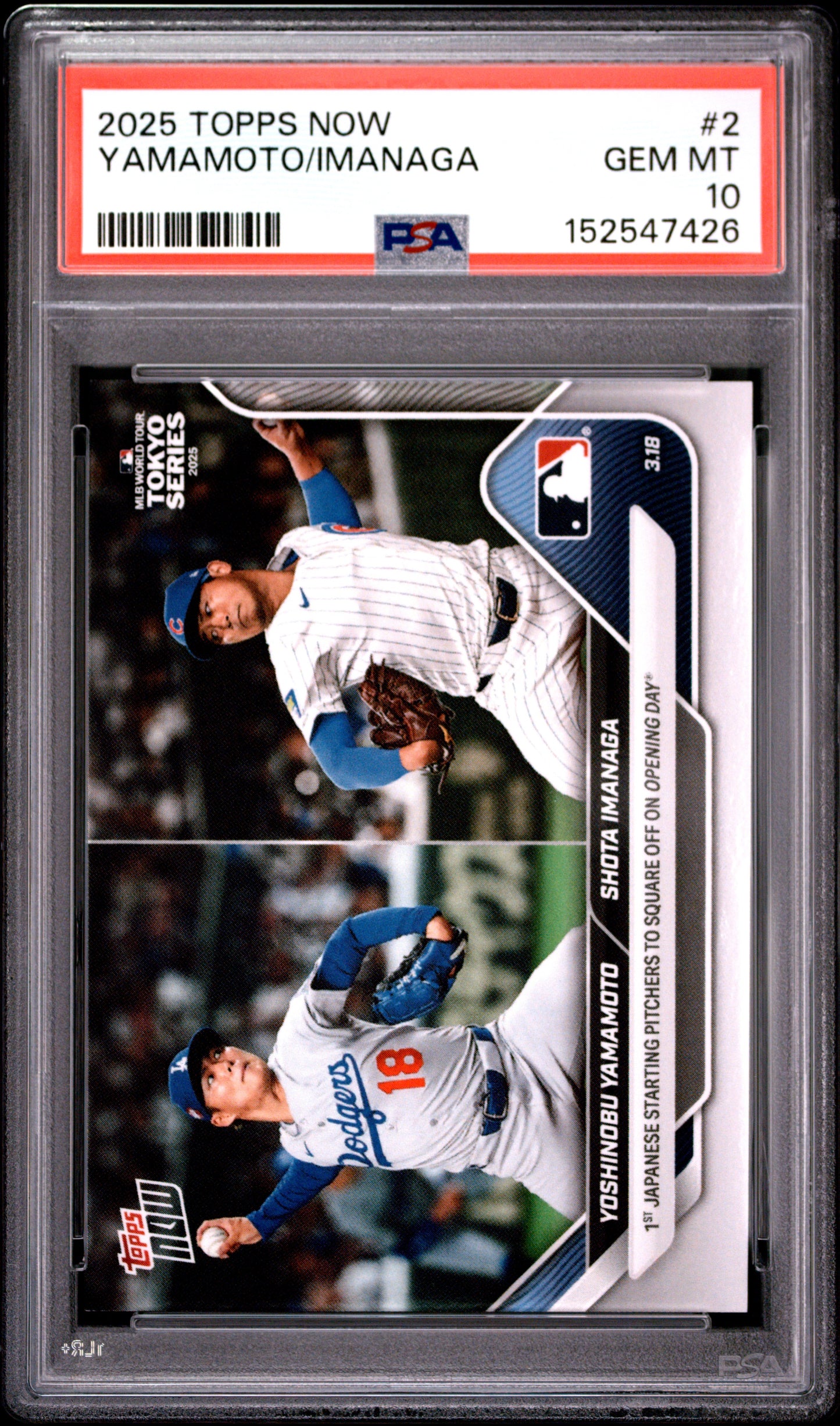 2025 TOPPS NOW YAMAMOTO/IMANAGA #2 PSA 10