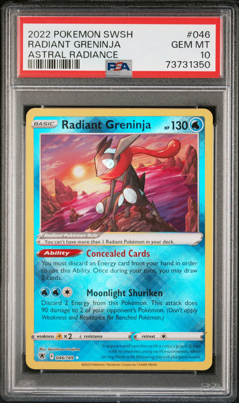 2022 POKEMON SWORD & SHIELD ASTRAL RADIANCE RADIANT GRENINJA #046 PSA 10 - Image 1