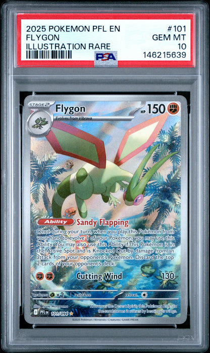 2025 POKEMON PFL EN-PHANTASMAL FLAMES FLYGON #101 ILLUSTRATION RARE PSA 10