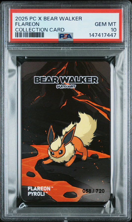 2025 POKEMON CENTER X BEAR WALKER COLLECTION CARDS FLAREON PSA 10