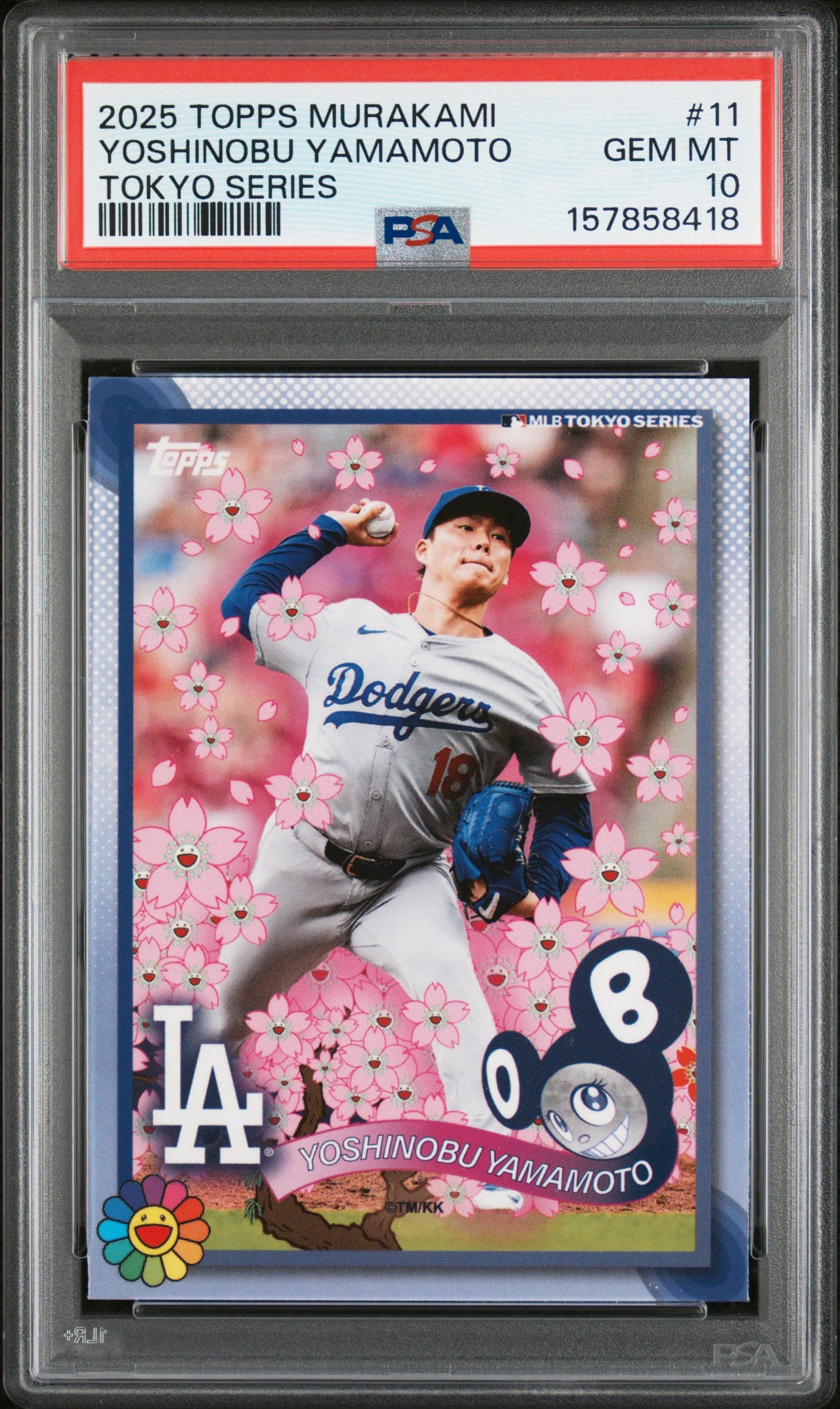 2025 TOPPS TAKASHI MURAKAMI MLB WORLD TOUR TOKYO SERIES YOSHINOBU YAMAMOTO #11 PSA 10