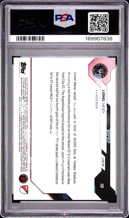 2026 TOPPS NOW MLS LIONEL MESSI #18 PSA 10