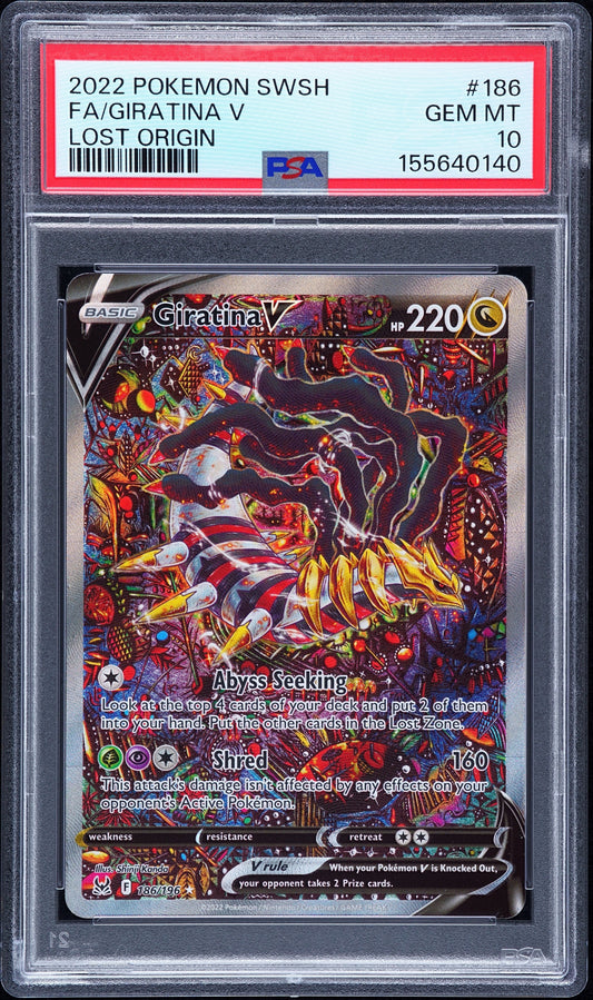 2022 POKEMON SWORD & SHIELD LOST ORIGIN FA/GIRATINA V #186 LOST ORIGIN PSA 10