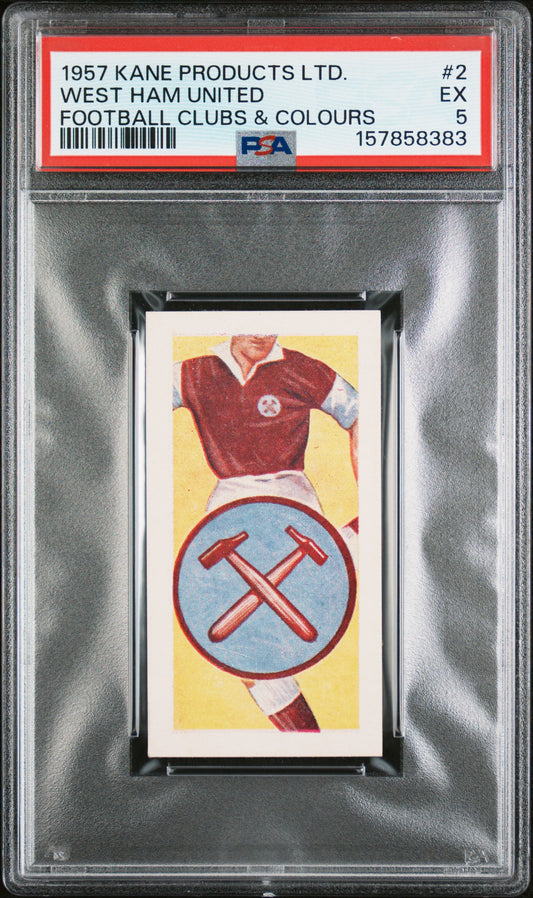 1957 KANE PRODUCTS LTD. FOOTBALL CLUBS & COLOURS WEST HAM UNITED #2 FOOTBALL CLUBS & COLOURS PSA 5