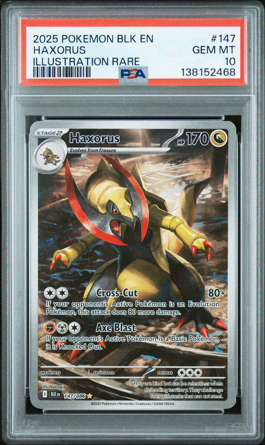 2025 POKEMON BLK EN-BLACK BOLT HAXORUS #147 ILLUSTRATION RARE PSA 10