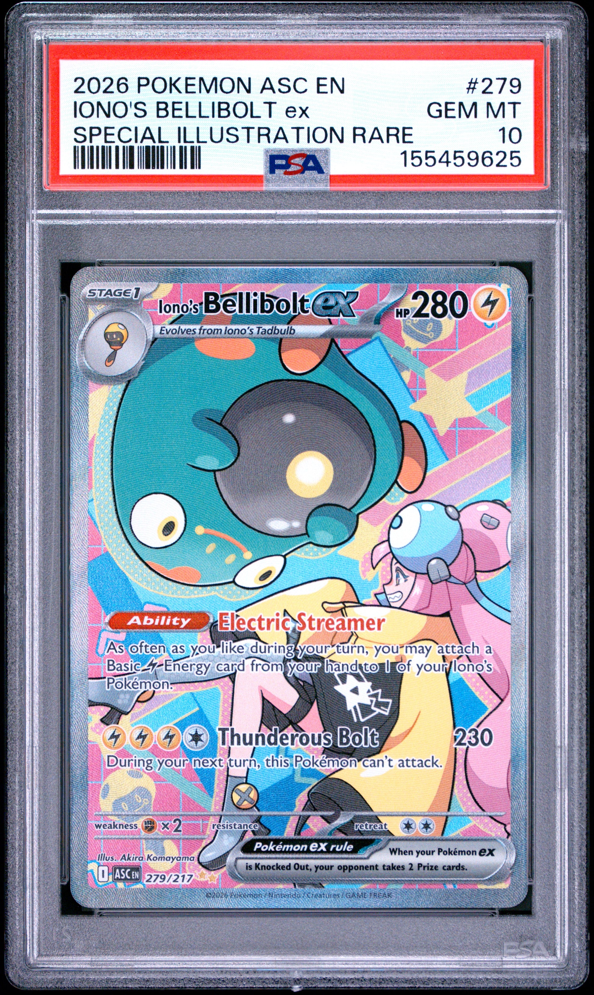 2026 POKEMON ASC EN-ASCENDED HEROES IONO'S BELLIBOLT ex #279 SPECIAL ILLUSTRATION RARE PSA 10