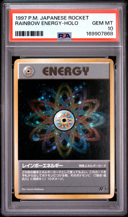 1997 POKEMON JAPANESE ROCKET RAINBOW ENERGY-HOLO PSA 10