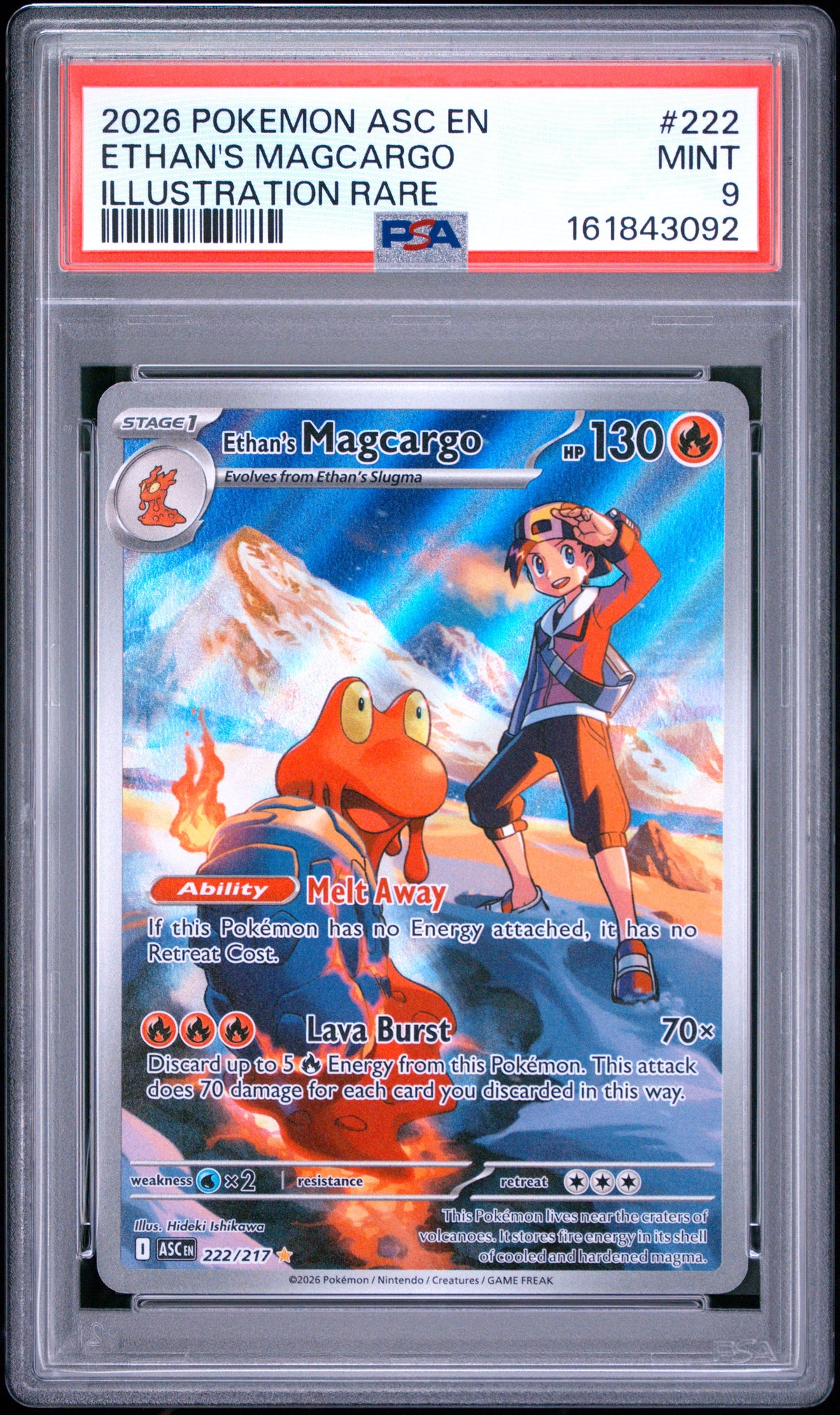 2026 POKEMON ASC EN-ASCENDED HEROES ETHAN'S MAGCARGO #222 ILLUSTRATION RARE PSA 9