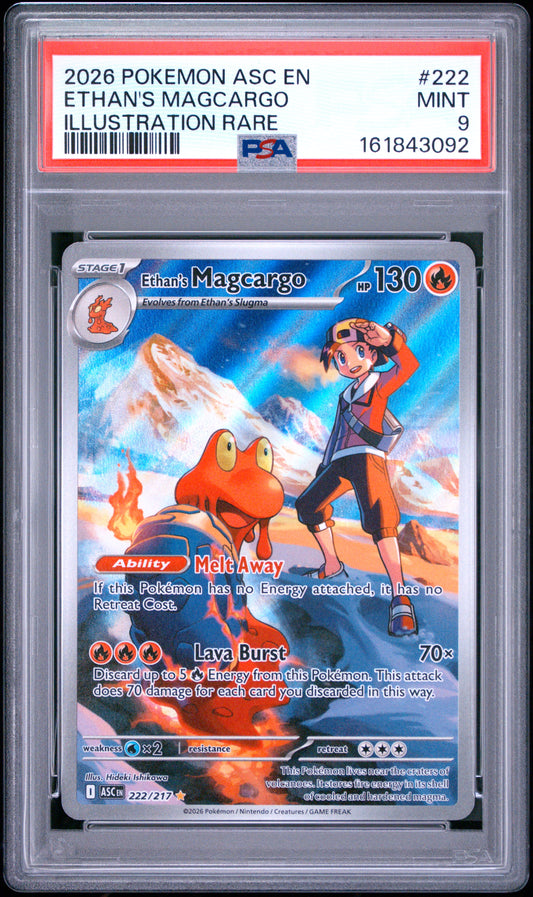 2026 POKEMON ASC EN-ASCENDED HEROES ETHAN'S MAGCARGO #222 ILLUSTRATION RARE PSA 9