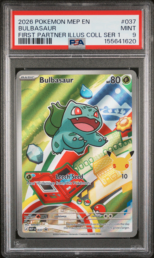 2026 POKEMON MEP EN-ME BLACK STAR PROMO BULBASAUR #037 FIRST PARTNER ILLUS COLL SER 1 PSA 9