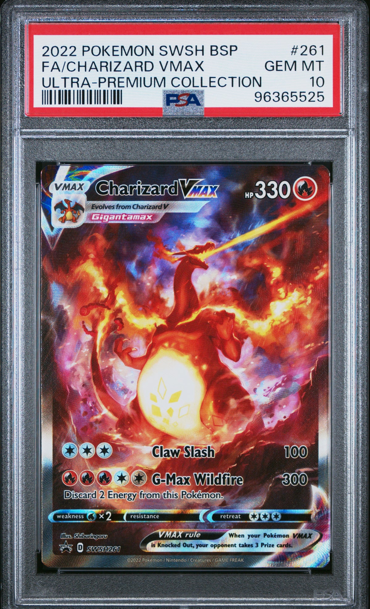 2022 POKEMON SWSH BLACK STAR PROMO FA/CHARIZARD VMAX #261 ULTRA-PREMIUM COLLECTION PSA 10