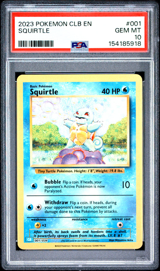 2023 POKEMON CLB-TRADING CARD GAME CLASSIC BLASTOISE & SUICUNE ex DECK SQUIRTLE #001 PSA 10
