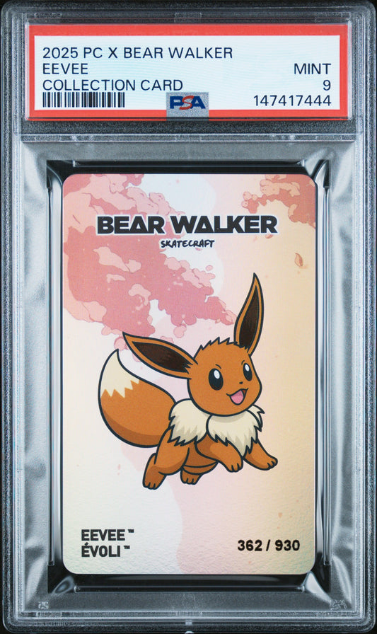 2025 POKEMON CENTER X BEAR WALKER COLLECTION CARDS EEVEE PSA 9