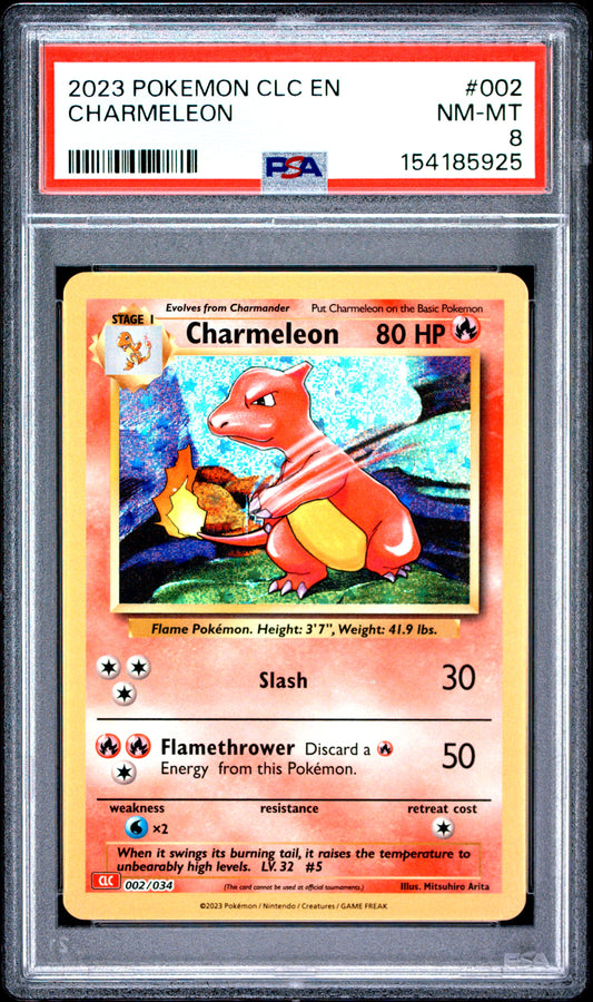 2023 POKEMON CLC-TRADING CARD GAME CLASSIC CHARIZARD & HO-OH ex DECK CHARMELEON #002 PSA 8