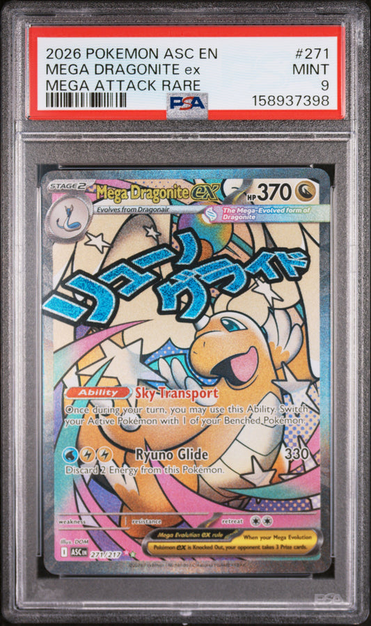 2026 POKEMON ASC EN-ASCENDED HEROES MEGA DRAGONITE ex #271 MEGA ATTACK RARE PSA 9