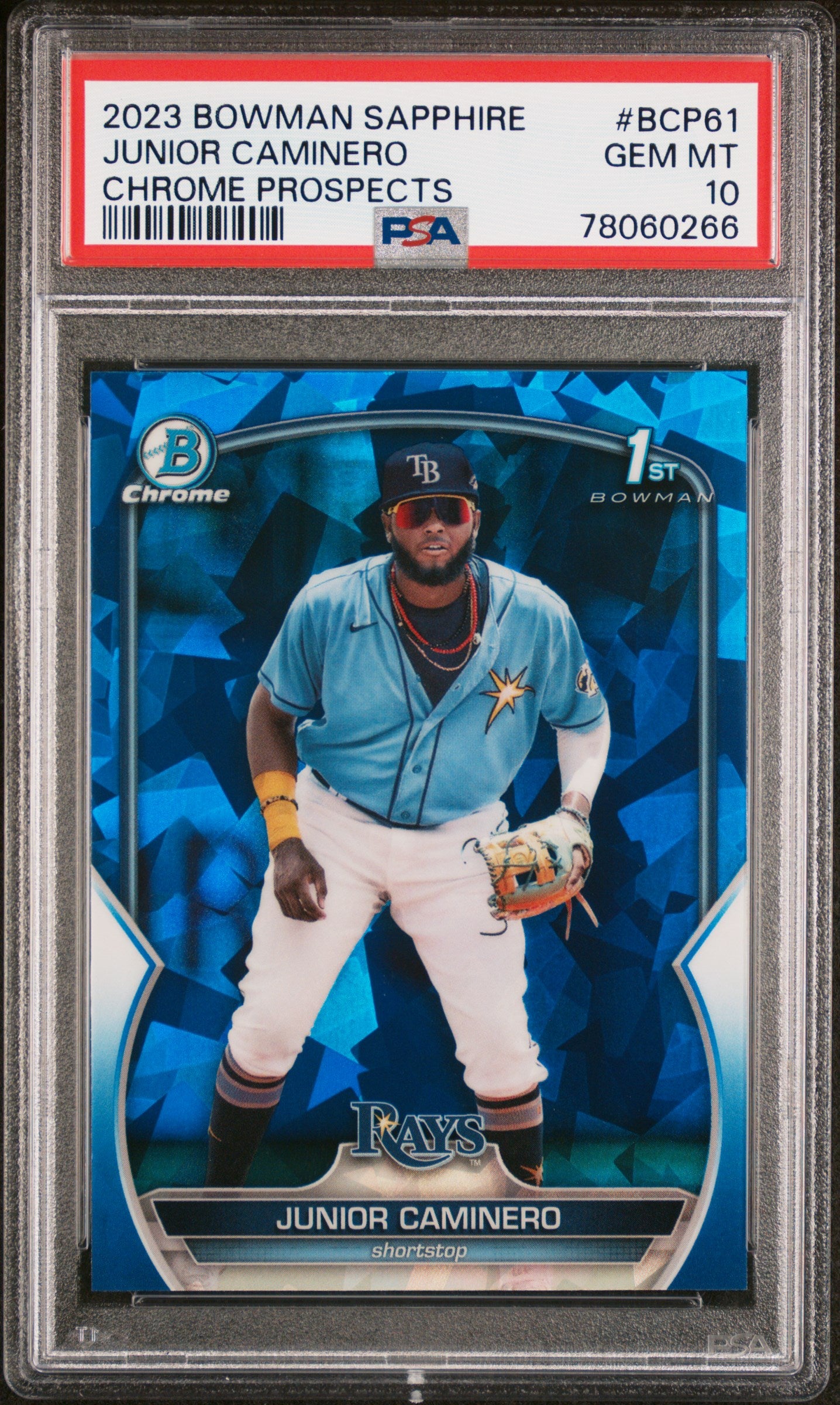 2023 BOWMAN SAPPHIRE EDITION CHROME PROSPECTS JUNIOR CAMINERO #BCP61 CHROME PROSPECTS PSA 10