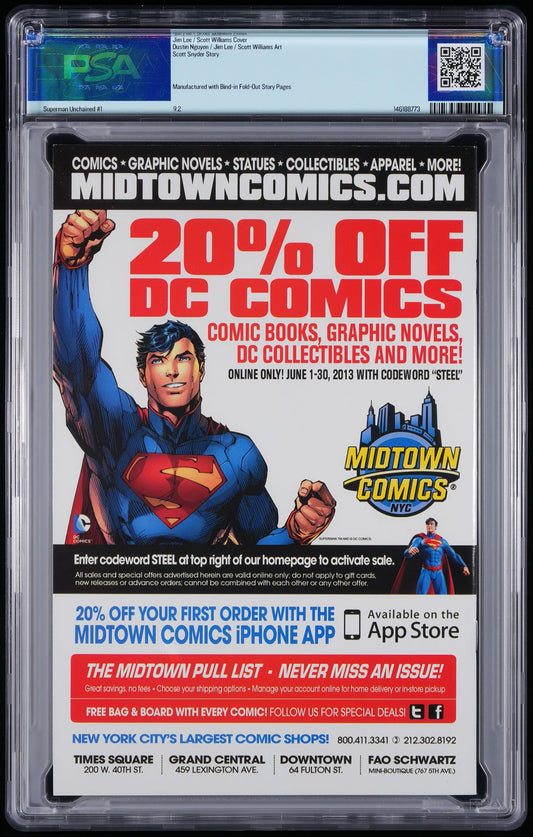 DC Comics Superman Unchained #1 2013 PSA 9.2