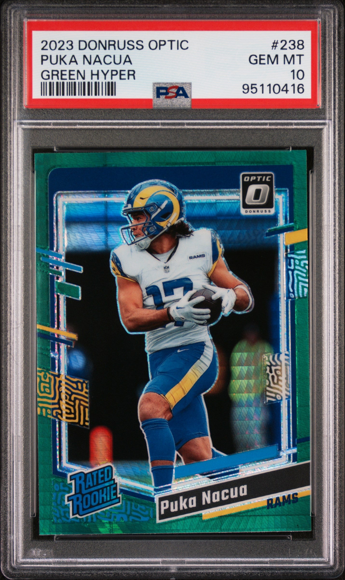 2023 PANINI DONRUSS OPTIC PUKA NACUA #238 GREEN HYPER PSA 10