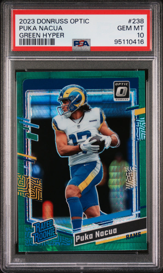 2023 PANINI DONRUSS OPTIC PUKA NACUA #238 GREEN HYPER PSA 10