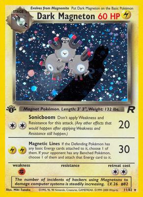Pokemon,Team Rocket,Dark Magneton (11) - 11/82,Unlimited Holofoil,Holo Rare,Damaged