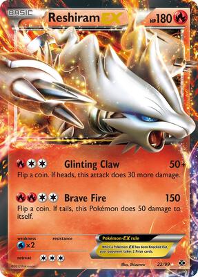 Pokemon,Next Destinies,Reshiram EX - 22/99,Holofoil,Ultra Rare,Lightly Played
