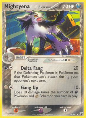 Pokemon,EX Delta Species,Mightyena (Delta Species) - 24/113,Reverse Holofoil,Rare,Moderately Played