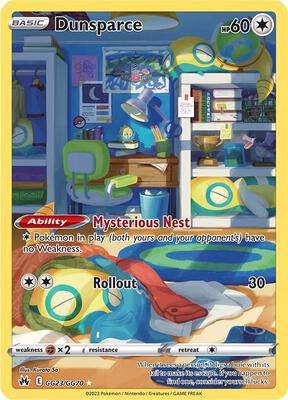 Pokemon,SWSH: Crown Zenith: Galarian Gallery,Dunsparce - GG23/GG70,Holofoil,Ultra Rare,Near Mint