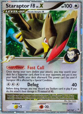 Pokemon,Supreme Victors,Staraptor FB Lv.X - 147,Holofoil,Ultra Rare,Damaged
