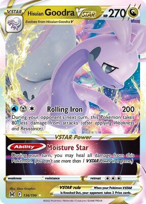 Pokemon,SWSH11: Lost Origin,Hisuian Goodra VSTAR - 136/196,Holofoil,Ultra Rare,Near Mint