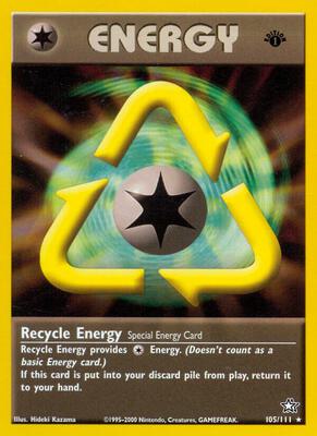 Pokemon,Neo Genesis,Recycle Energy - 105/111,1st Edition,Rare,Lightly Played