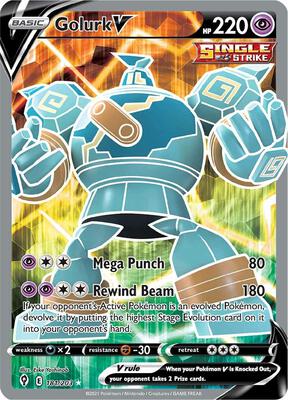 Pokemon,SWSH07: Evolving Skies,Golurk V (Full Art) - 181/203,Holofoil,Ultra Rare,Near Mint