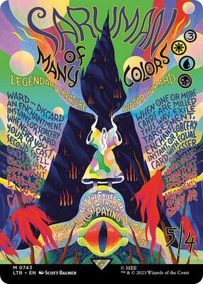 Magic: The Gathering,Universes Beyond: The Lord of the Rings: Tales of Middle-earth,Saruman of Many Colors (Borderless Poster) - 743,Foil,Mythic,Lightly Played