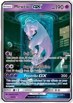 Pokemon,Shining Legends,Mewtwo GX (Secret Shining) - 78/73,Holofoil,Shiny Holo Rare,Near Mint