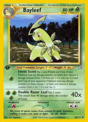 Pokemon,Neo Genesis,Bayleef (29) - 029/111,1st Edition,Uncommon,Lightly Played