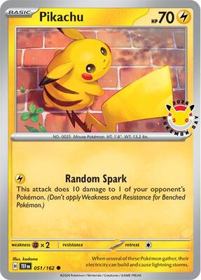 Pokemon,Miscellaneous Cards & Products,Pikachu (Pokemon Day 2026) - 051/162,Holofoil,Common,Lightly Played
