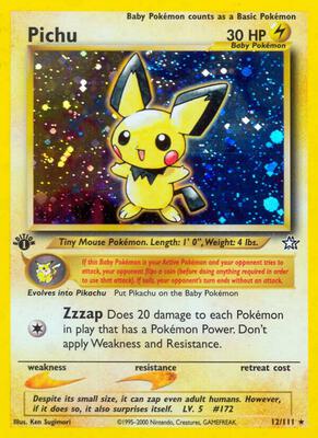 Pokemon,Neo Genesis,Pichu - 012/111,Unlimited Holofoil,Holo Rare,Damaged