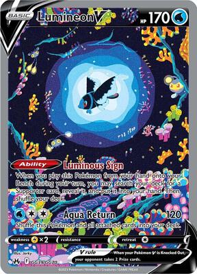 Pokemon,SWSH: Crown Zenith: Galarian Gallery,Lumineon V - GG39/GG70,Holofoil,Ultra Rare,Moderately Played