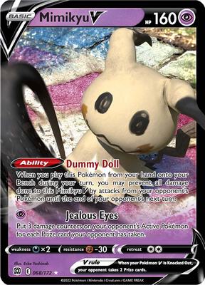 Pokemon,SWSH09: Brilliant Stars,Mimikyu V - 068/172,Holofoil,Ultra Rare,Near Mint