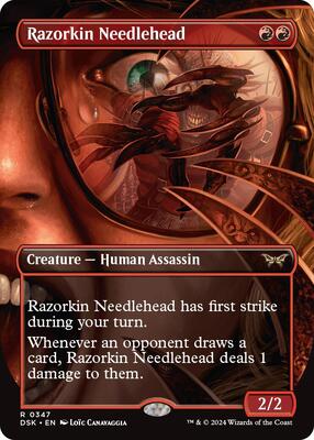Magic: The Gathering,Duskmourn: House of Horror,Razorkin Needlehead (Borderless) - 347,Normal,Rare,Lightly Played