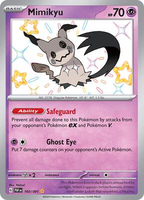 Pokemon,SV: Paldean Fates,Mimikyu -160/091,Holofoil,Shiny Rare,Lightly Played
