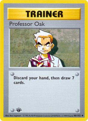 Pokemon,Base Set (Shadowless),Professor Oak - 088/102,Unlimited,Uncommon,Moderately Played