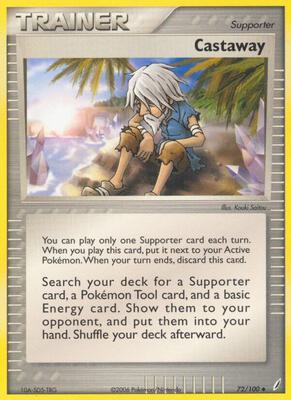 Pokemon,EX Crystal Guardians,Castaway - 72/100,Reverse Holofoil,Uncommon,Moderately Played