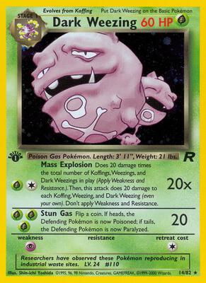 Pokemon,Team Rocket,Dark Weezing (14) - 14/82,Unlimited Holofoil,Holo Rare,Damaged