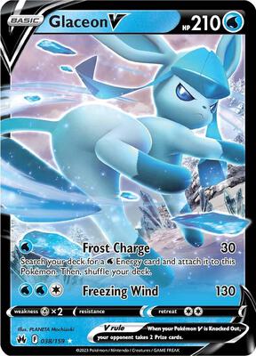 Pokemon,SWSH: Crown Zenith,Glaceon V - 038/159,Holofoil,Ultra Rare,Lightly Played