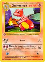 Pokemon,Base Set (Shadowless),Charmeleon - 024/102,1st Edition,Uncommon,Moderately Played